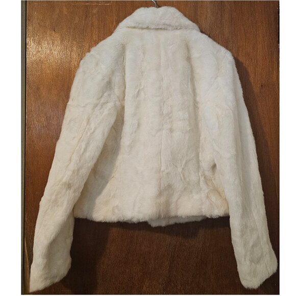 Ann Taylor Loft Sz 4 Faux White Mink Fur Crop Coat Soft Wedding Bride Classic - Picture 2 of 11